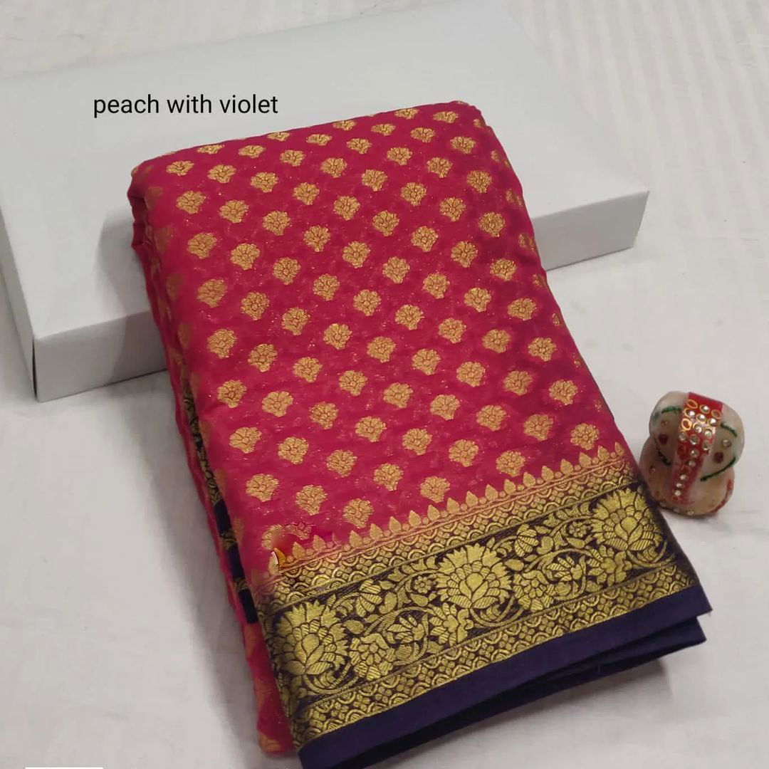 Ritika Gold Zari Pure Khadi Georgette Sarees Catalog